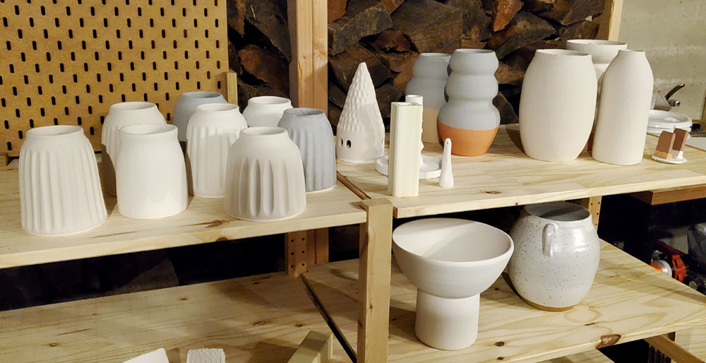 Vases waiting for kiln